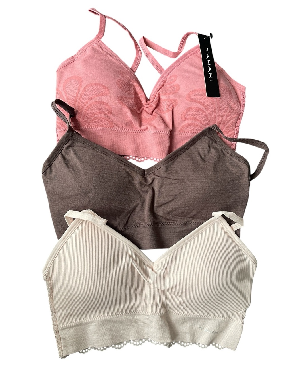 Tahari Women's Seamless Jaquard Bra, 3-pack